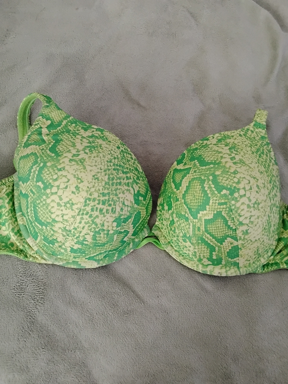Cacique Green Snake-Print Underwire Bra
